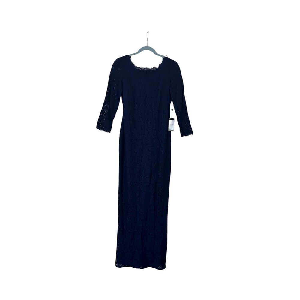 Adrianna Papell Navy Lace Gown Size 4 | Long Sleeve Formal Evening Dress NWT